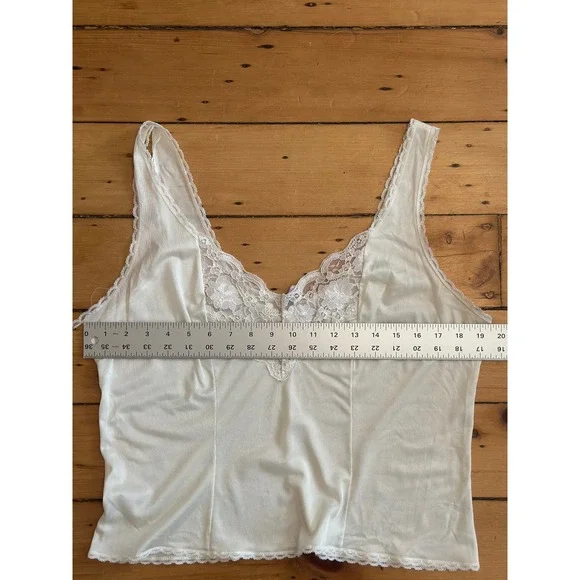 vintage coquette fairy slip top with lace and pink flower detail - Picture 9 of 9